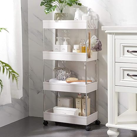 Amazon Co Jp キッチンワゴン Yibaision 4段 キッチンラック キャスター付き 耐荷重kg スリム キッチンカート スチール Pp 頑丈 小物収納 ローリングカート すきま収納 幅40 5 奥行22 5 高さ87cm ホーム キッチン