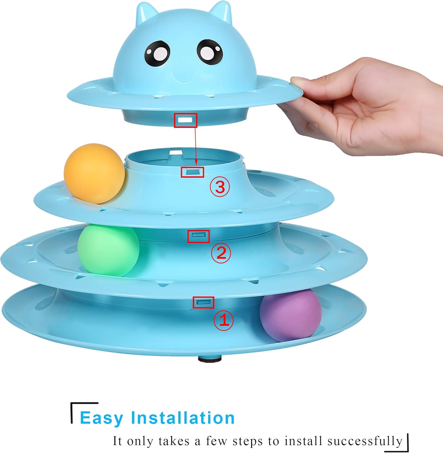 Cat Toy Roller Cat Toys 3 Level Towers Tracks Roller with Six Colorful Ball Interactive Kitten Fun Mental Physical Exercise Puzzle Toys : Kitchen & Dining