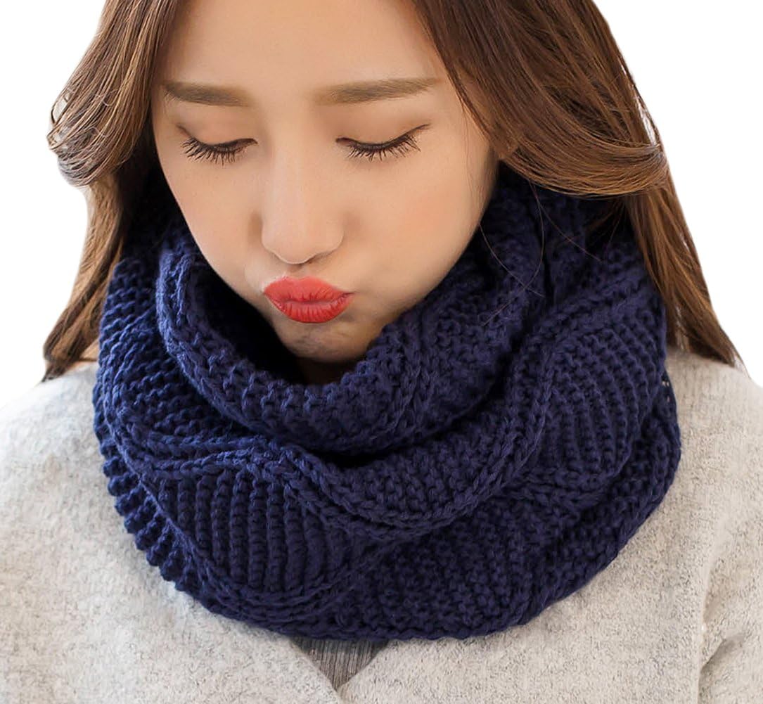 Winter Warm Infinity Scarf Thick Cable Woollen Knitted Loop Snood Circle Wrap Neck Cowl Shawl Scarves
