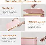 Lifewit 50L Slim Laundry Basket with Lid Pink Narrow Folding 4 Rods view 5