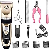 Sminiker Professional Rechargeable Cordless Dogs Cats Horse Grooming Clippers - Professional Pet Hair Clippers with Comb Guid