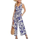 CUPSHE Women's Surplice Neckline Sleeveless Jumpsuit Waist Wie Wide Leg Dressy Vacation Beach 2025 Outfits