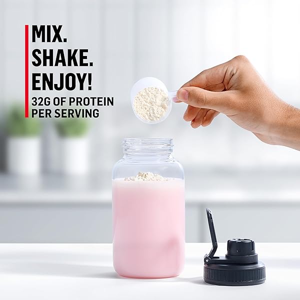 MUSCLE MILK GENUINE PROTEIN POWDER, STRAWBERRIES ‘N CRÈME, 1.93 POUNDS, 13 SERVINGS, 32G PROTEIN, 3G SUGAR, CALCIUM, VITAMINS A, C & D, NSF CERTIFIED FOR SPORT, ENERGIZING SNACK, PACKAGING MAY VARY