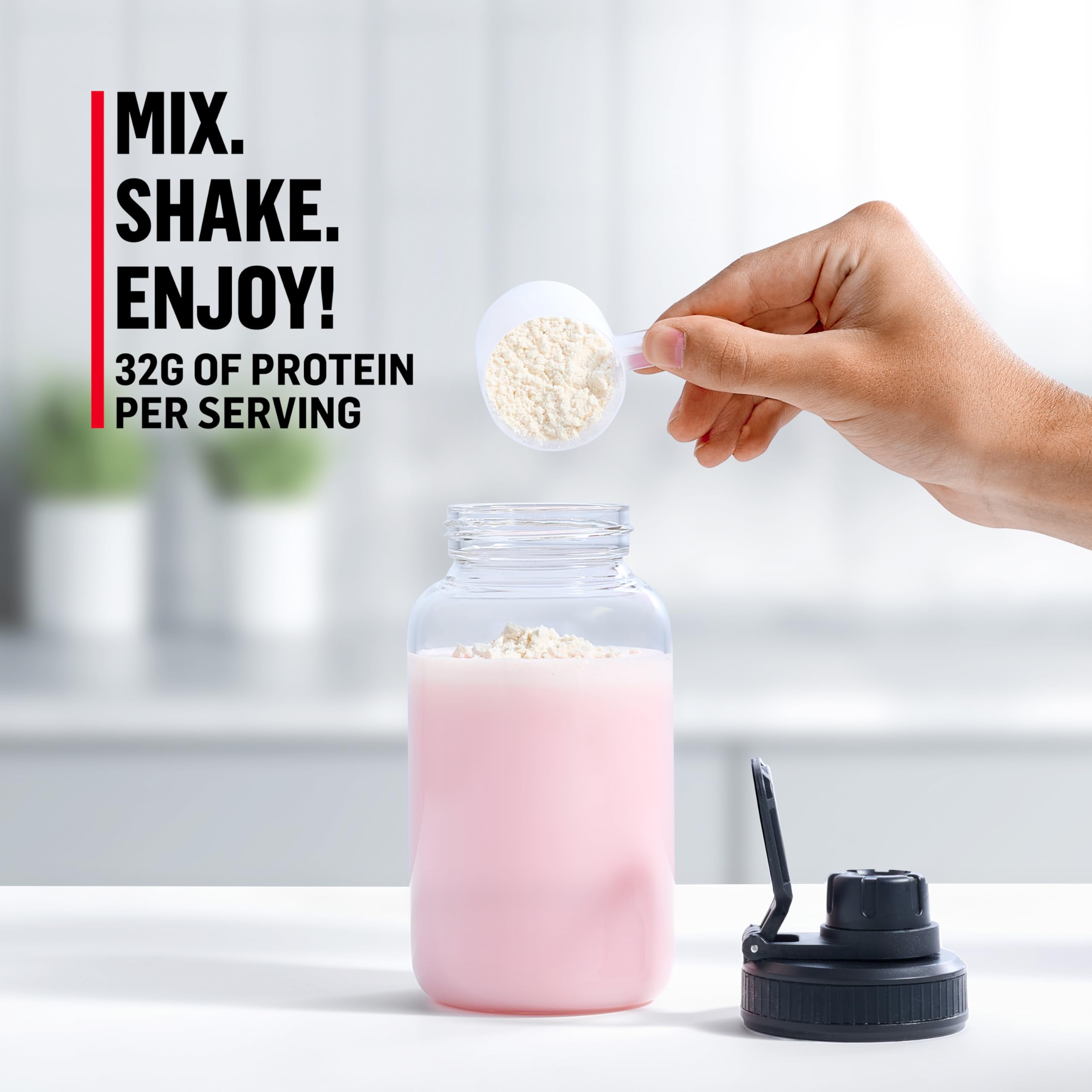 Muscle Milk Genuine Protein Powder, Strawberries ‘N Crème, 1.93 Pounds, 13 Servings, 32g Protein, 3g Sugar, Calcium, Vitamins A, C & D, NSF Certified for Sport, Energizing Snack, Packaging May Vary