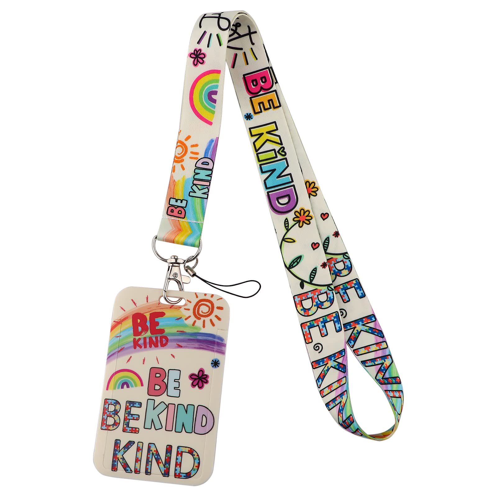 Autism Lanyard with Card Holder for Special Ed Teachers Students, Be Kind Neck Strap Lanyard Clip for Keys ID Badges — image 1