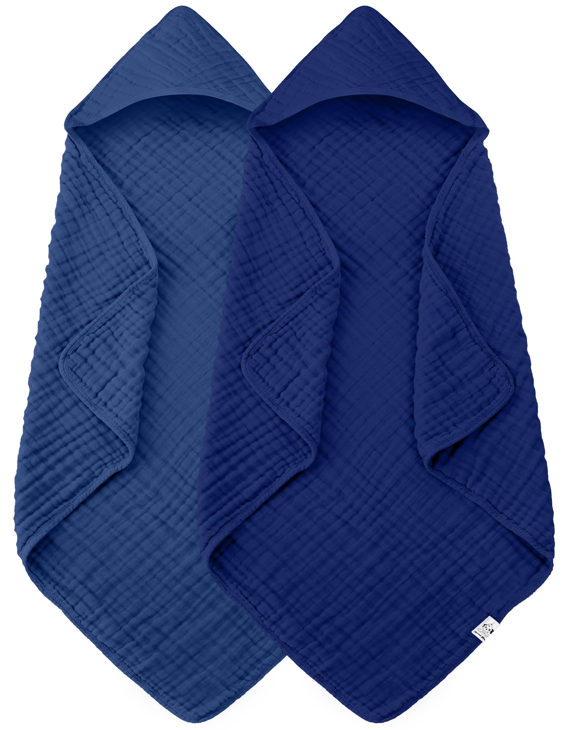 Photo 1 of Spotted Play 2 Pack Hooded Baby Towels - 100% Muslin Cotton for Newborns, Infants, Toddlers - Large 32x32 Inch Size - Highly Absorbent and Essential for Newborn Care, Deep Navy