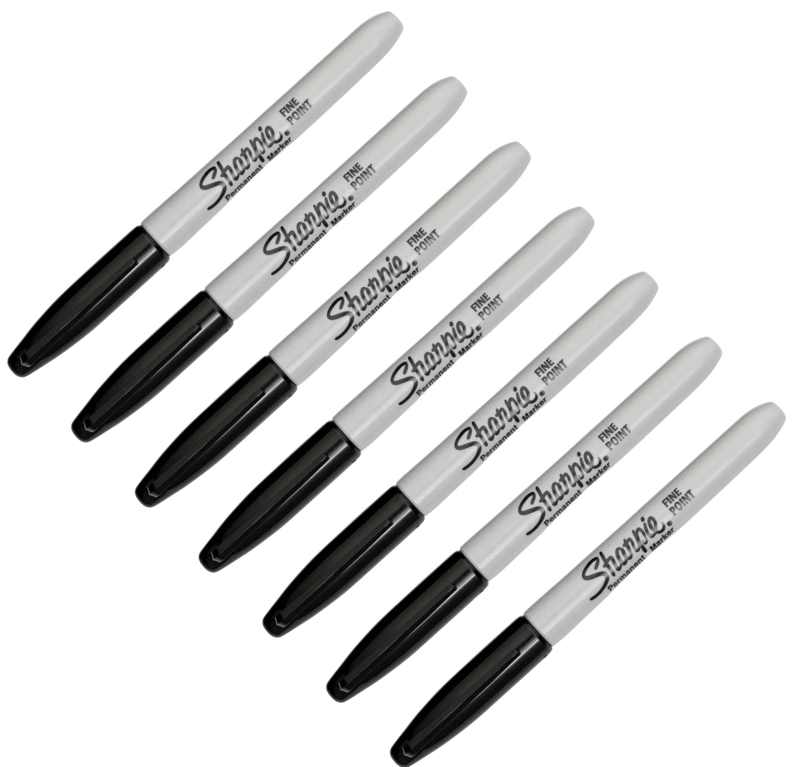 Sharpie Permanent Markers Black Fine Point Pens, Pack of 7 Stationery Items, Professional Office Supplies for DIY, Creative & Industrial Use