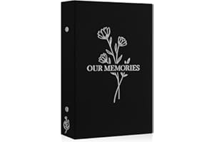 Lanpn Photo Album 4x6 300 Pockets, Linen OUR MEMORIES Hardcover Photo Book Photobook Holds 300 Horizontal Pictures Only Black
