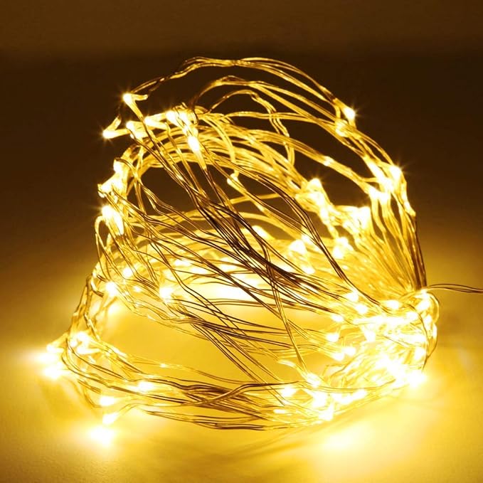 CHRONOS Fairy Copper String LED Lights | 3AA Battery Operated | Warm White - Pack of 1 (5 Meters - 50 LEDs)