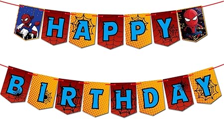 Amazon スパイダーマンテーマ Happy Birthdayバナー スーパーヒーロー パーティー用品 子供と大人用 誕生日パーティーデコレーション パーティーグッズ おもちゃ