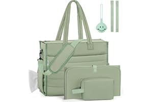 IBFUN Diaper Bag Tote for Baby - Large Baby Bag 4Pcs with Waterproof Changing Pad Pacifier Case, Travel Hospital Mommy Bag