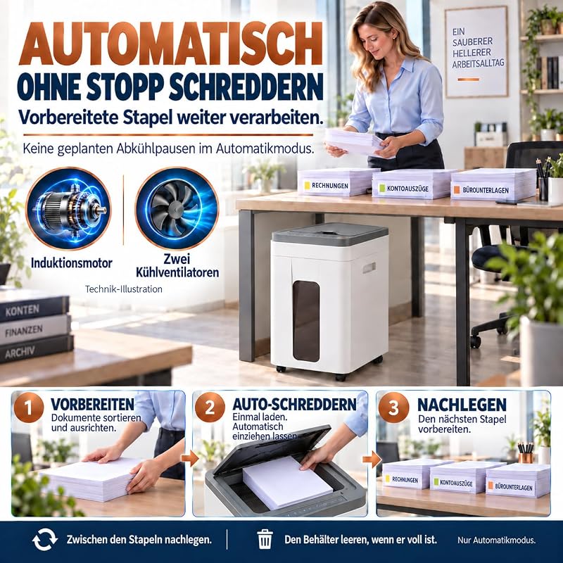 400-Blatt-Aktenvernichter mit automatischem Einzug, P5 Mikroschnitt