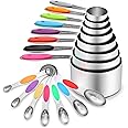 16 Pcs Stainless Steel Measuring Cups and Spoons Set, YIHONG Metal Measuring Cups and Spoons with Silicone Handle for Cooking