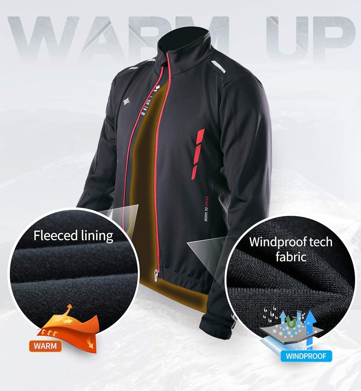 Santic Winter Cycling Jakets for Men Thermal Bike Running Jacket Windproof Breathable Windbreaker : Clothing
