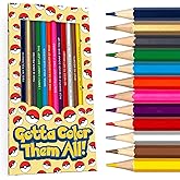 Pun Labs Gotta Color Them All Pokémon Merch Pencils - Set of 12 Pokémon-Inspired Parody Pencils with Clever Foil-Stamped References | Ideal Gift for Fans, Collectors & Coloring Book Enthusiasts