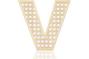 FOCAL20 Wooden Rattan Letters for Wall Decor Rustic Wooden Letters 12 Inch Wood Letter Rattan Wall Decor for Wedding Nursery Sign Baby Shower Newborn Birthday Gift Boho Bedroom Decoration (V)