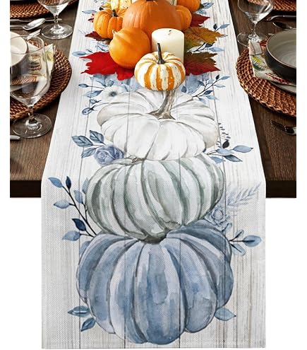 GPGHE Fall Table Runner - 13x72 Inch Lattice Design Seasonal Decor For Kitchen & Dining Table