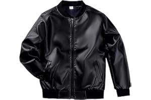 TLAENSON Boys Leather Jackets For Toddler Kids Faux Motorcycle PU Leather Coats Aged 2-12 yrs