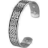 TEAMER Norse Irish Celtic Knot Bracelet Stainless Steel Viking Celtic Knot Bangle Antique Silver Black Cuff Bangle for Men