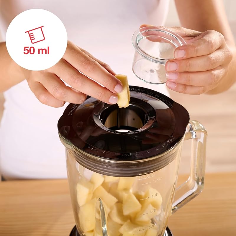 BV5728 Beauty and the Beast 1500 - Batidora de vaso, 1500W, cuchillas 6 filos de acero inoxidable, 2 velocidades + Turbo, pica hielo, jarra cristal graduada 1.5L, boca llenado, sistema seguridad