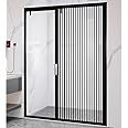 Transparent Crystal Panel Folding Sliding Door, Acrylic Locking Invisible Accordion Doors for Bathroom Toilet Bathroom Partition, Indoor Outdoor Clear Room Divider Door(W 24in/61cm,H 84in/213cm)