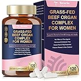 Beef Organ Supplement for Women - Beef Liver, Kidney, Heart,Uterus Tissue - Balance Hormones & Women's Overall Energy - Grass Fed, Pasture Raised - Natural Iron Supplement with Folate - 120 Capsules