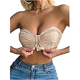 SHENHE Women's Lace Strapless Front Closure Bandeau Bra Wireless Tube Top Bralette