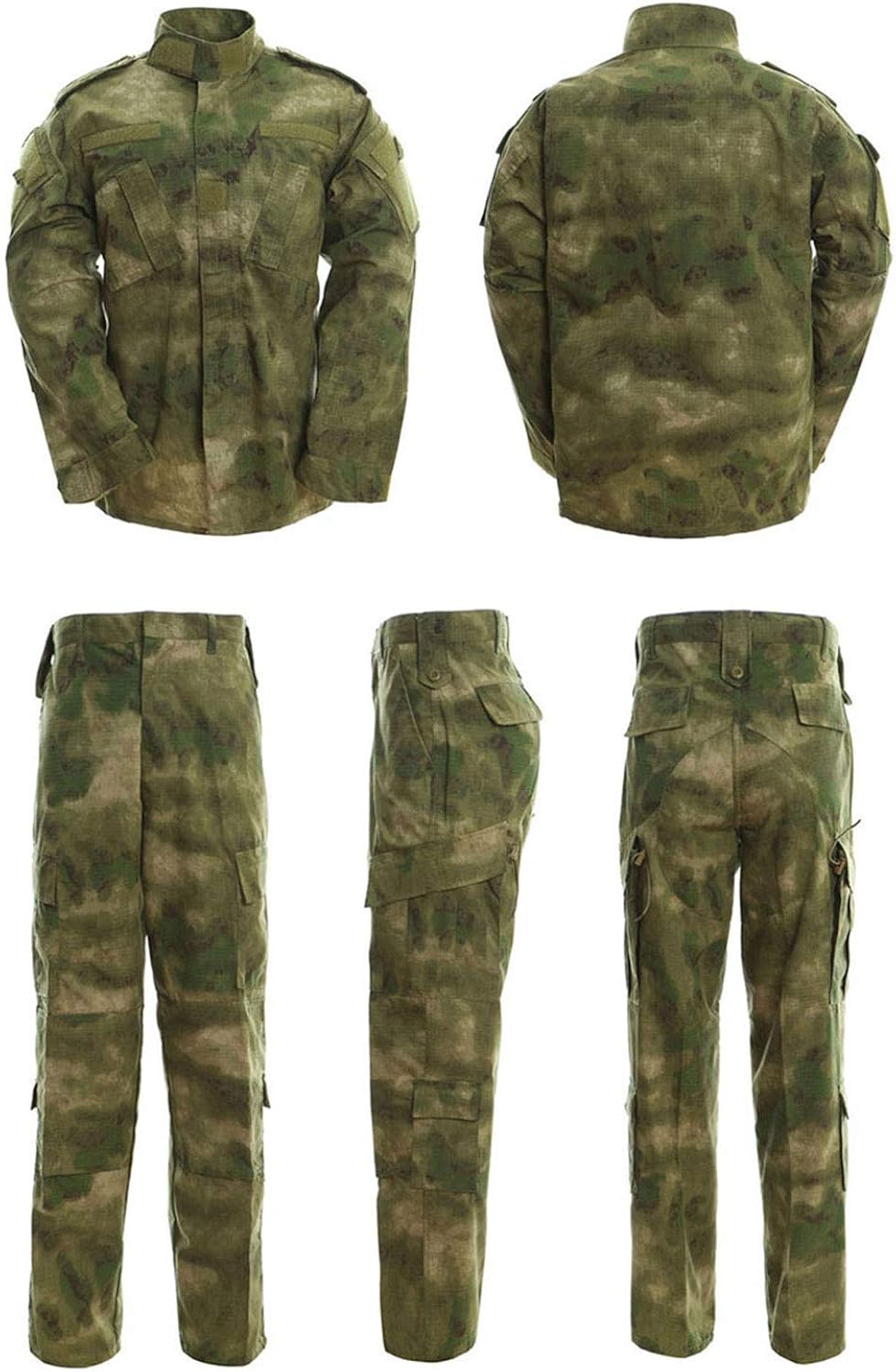 LANBAOSI Men's Tactical Jacket and Pants Military Camo Hunting ACU Uniform 2PC Set Army Multicam Apparel Suit: Clothing