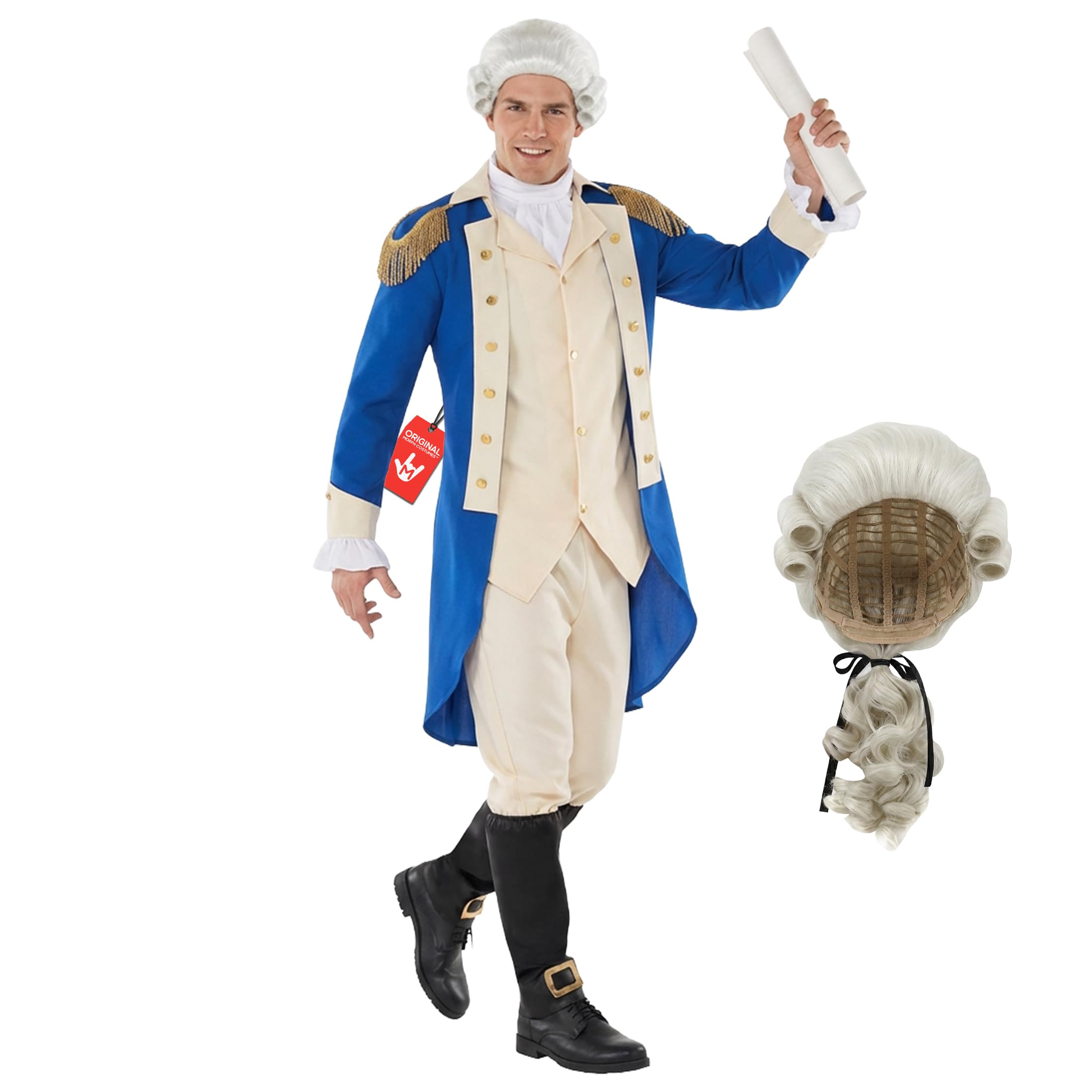 Morph Costumes George Washington Costume For Men Colonial Adult Halloween Outfit Historical Dress Up Party Wear, X-Large