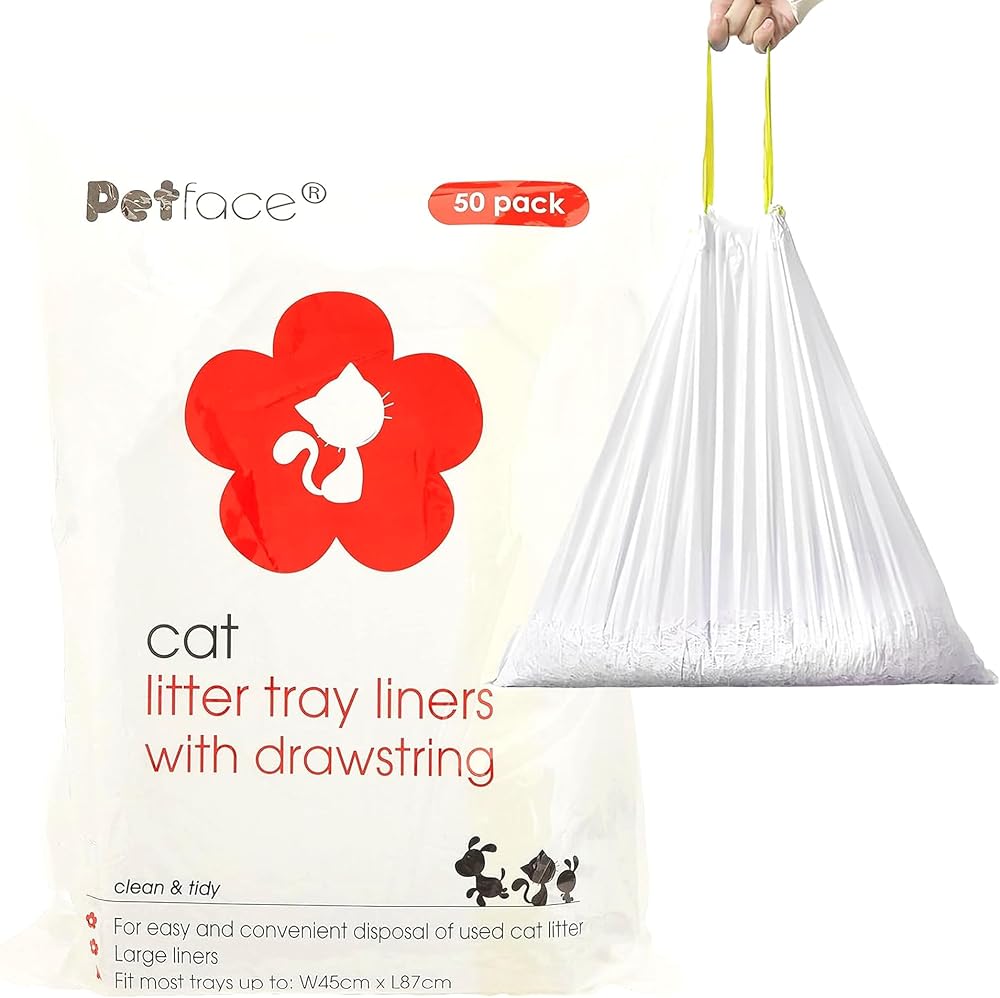 Petface Cat Litter Tray Drawstring Liners 50 Large Fits Up To 87 x 45 cm