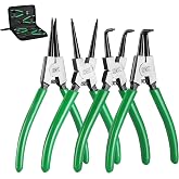 SK 4-Piece Snap Ring Pliers Set, 7-Inch Internal/External Circlip Pliers | C Clip Pliers with Straight/Bent Jaw, 0.07'' Tip Diameter, Premium CR-V Steel, with Zipper Pouch