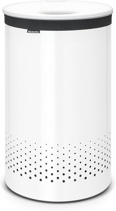 Brabantia - Cesto para Ropa, 60 l, Tapa de plástico Blanca, Cuerpo