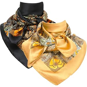 CuteSwan 2Pcs 35 Inches Large Square Bandana Satin Head Scarf for Men, Oversize Silk Feel Neck Bandanas Neckerchief
