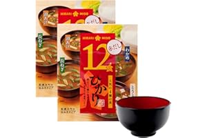 BULKIDOKI Hikari Red Miso Instant soup, 4 Assorted flavors Akadashi, Bean Curb, Tofu, Seaweed, Green Onions, Miso Soup Bowl Included (Pack of 2)
