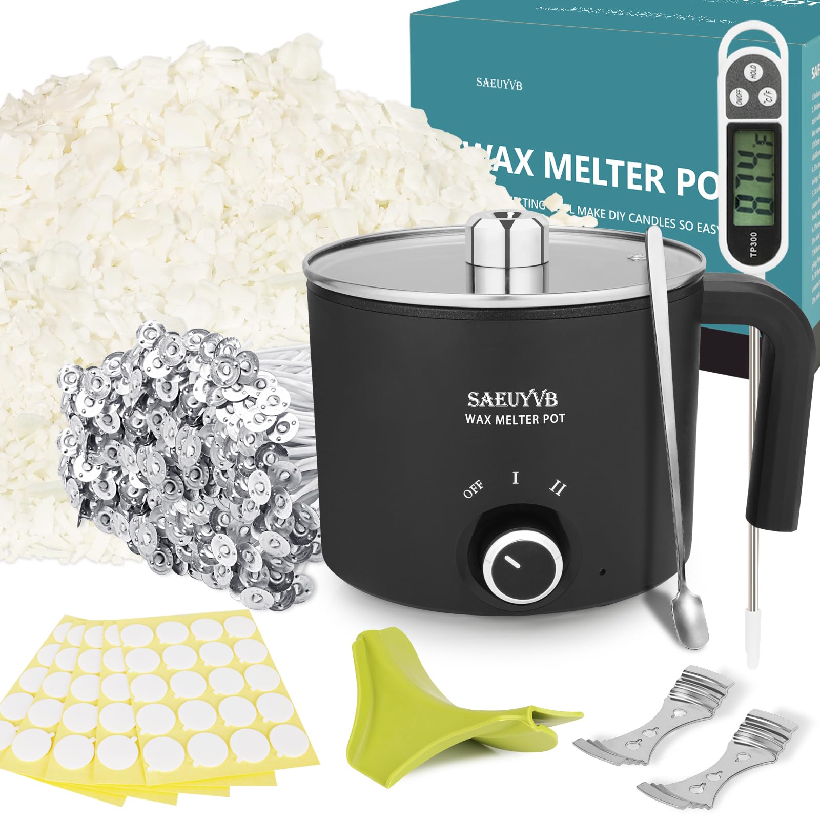 SAEUYVB Candle Making Kit,Soy Wax for Candle Making,DIY Candle Making Supplies,Including 5lbs Natural Soy Wax Flakes,Wax Melter,Candle Wicks,Candle Kit for Adults,Beginnner Image