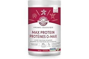 Manitoba Harvest Hemp Yeah! Organic Max Protein Powder, Unsweetened, 454g; with 20g protein and 4.5g Omegas 3&6 per Serving, 