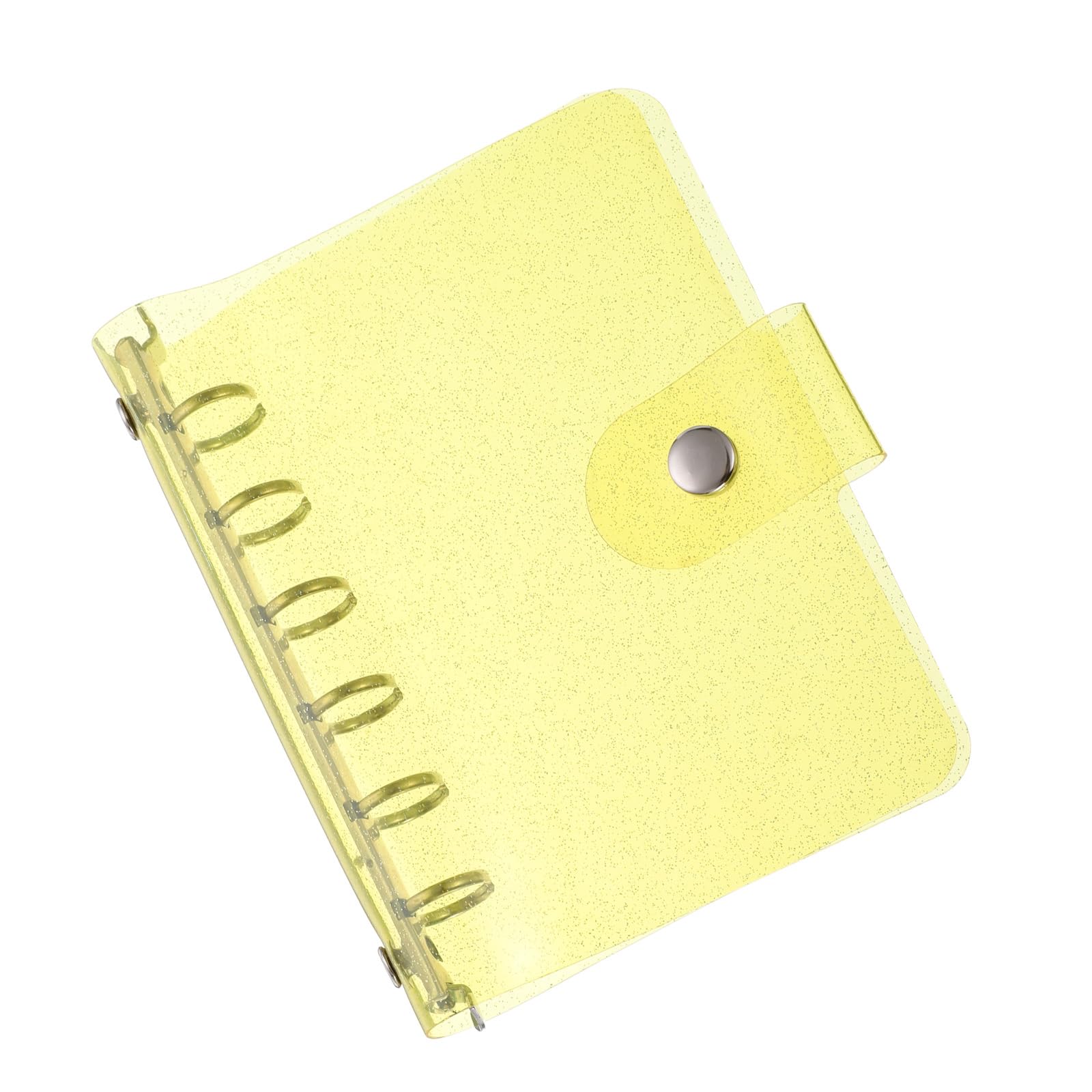 PATIKIL A7 Clear Binder Cover, Soft PVC Bling Loose Leaf Binder Protector Refillable Notebook Shell with Snap Button Closure for DIY Meeting Notebook Folder, Yellow