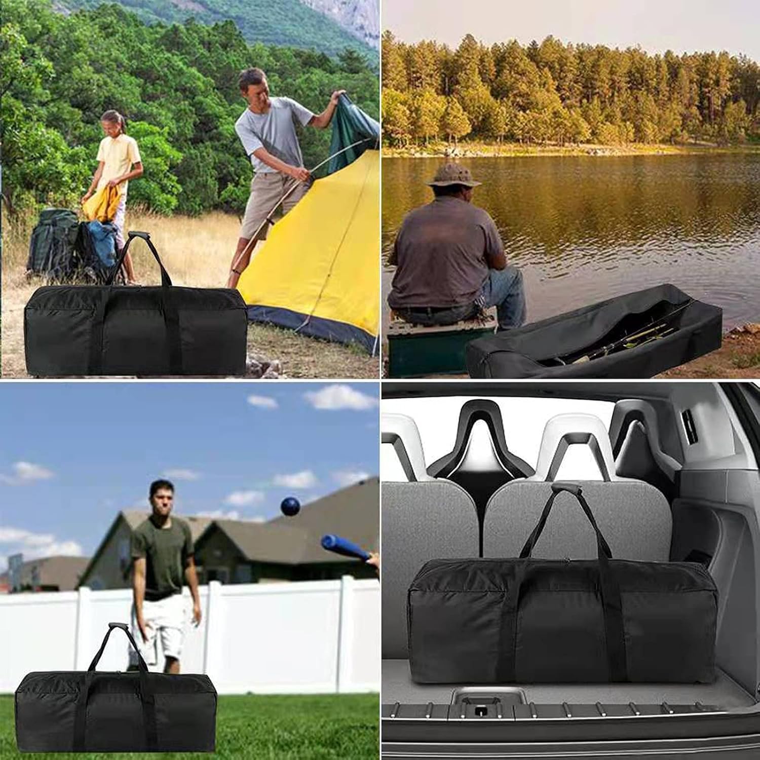 Yolaka Oversize 45 Inch Travel Sports Equipment Long Bag Heavy Duty Zipper Duffelbag Waterproof Black