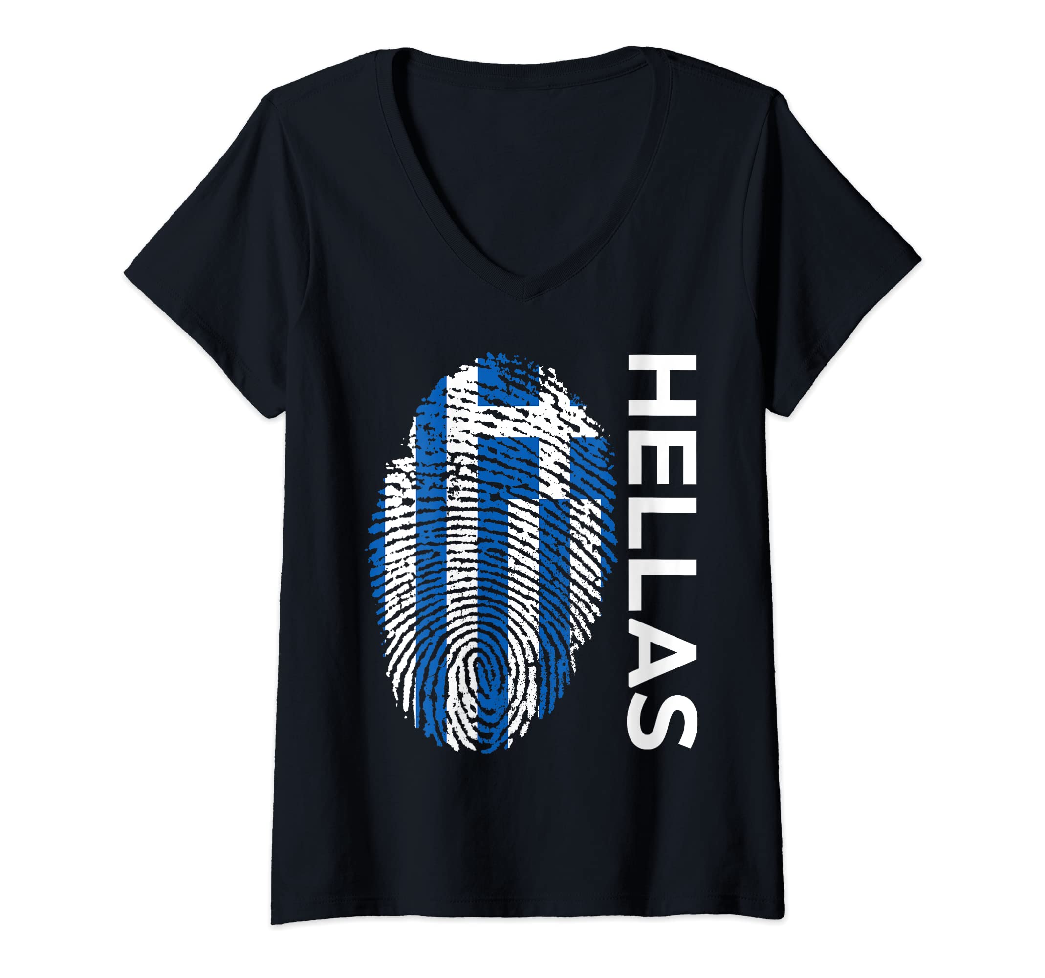 Womens Greece Flag V-Neck T-Shirt