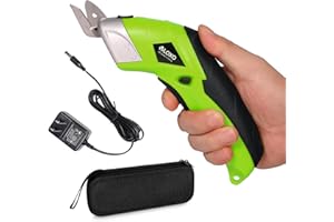 Cordless Electric Scissors, VLOXO Cardboard Cutter Electric Fabric Scissors Box Cutter with Blades Rechargeable Powerful Fabric Cutter for Crafts Leather Carboard Carpet Plastic Felt with Case Green