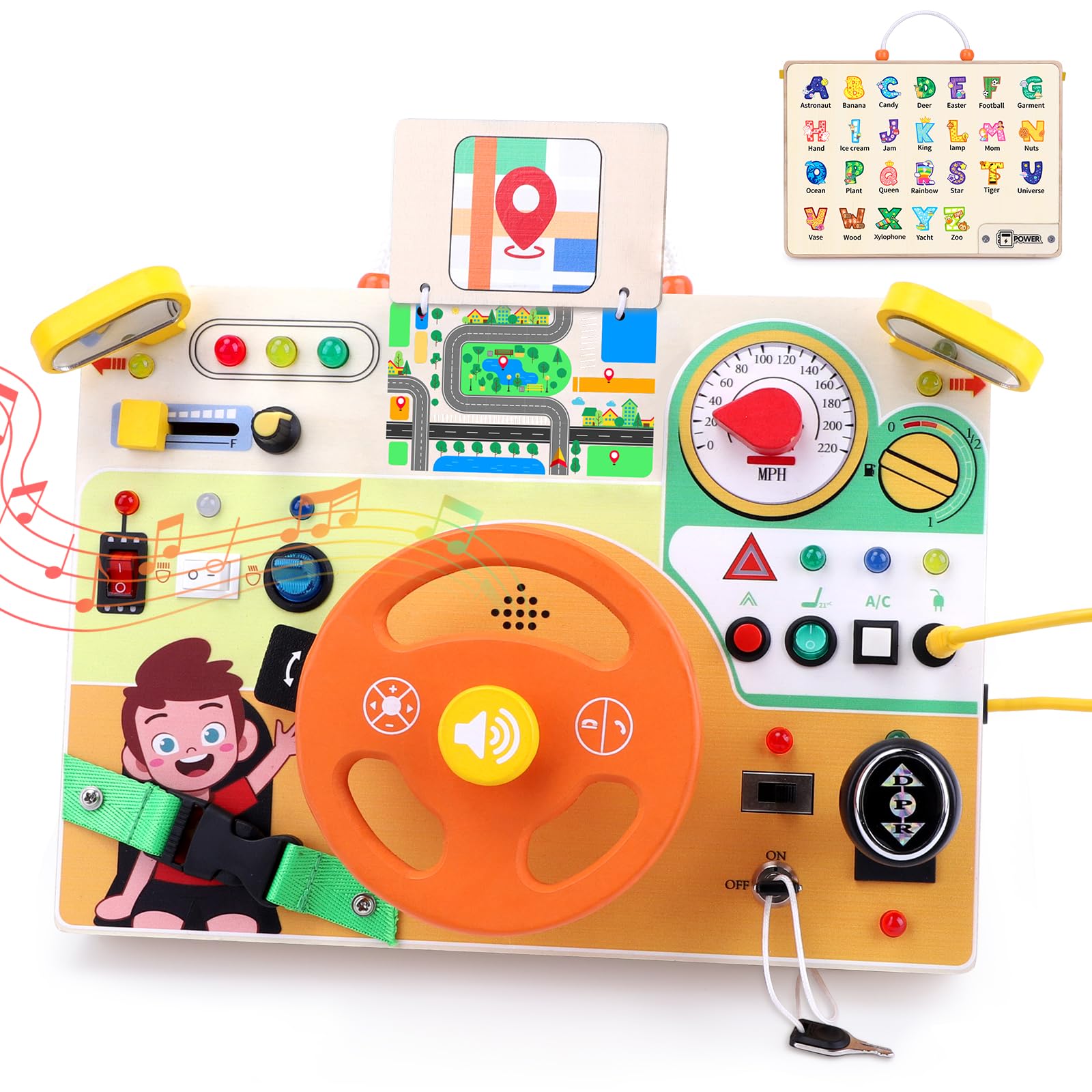 Photo 1 of Grarain Toddler Toys Montessori Busy Board for 1+ Year Old Boys & Girls Steering Wheel Driving Simulation Toy Travel Activities for Toddlers 1 2 3 4+ Year Old Sensory Toys