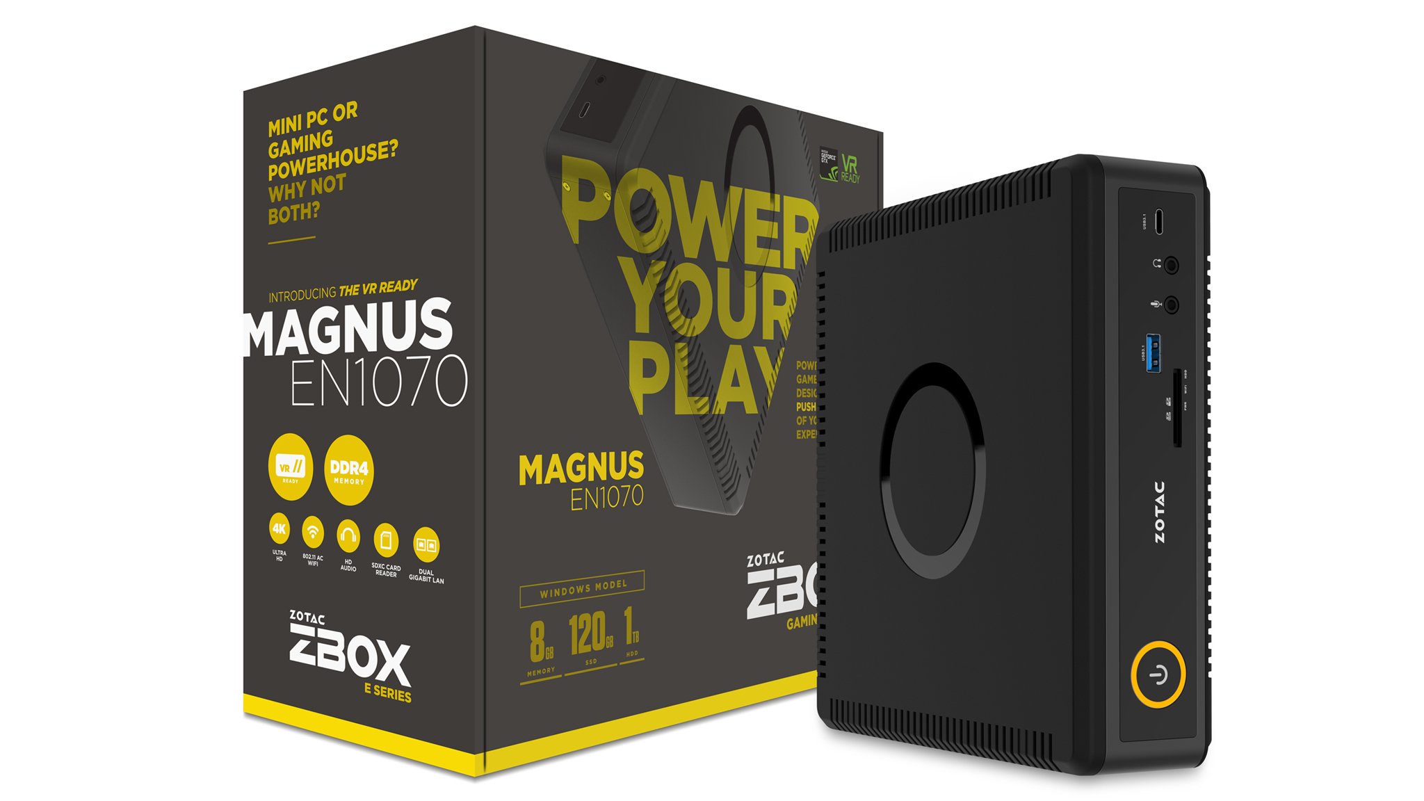 ZOTAC ZBOX Magnus EN1070 Gaming Mini PC, Intel Skylake Core i5-6400T, NVIDIA GeForce GTX 1070 8GB DDR4, VR Ready, Windows 10 Home pre-Installed (ZBOX-EN1070-U-W2B)