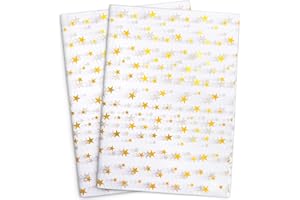MR FIVE Gold Star Tissue Paper - 20" x 28", White with Gold Star, 30 Sheets for Gift Bags, Birthdays, Holidays, Weddings