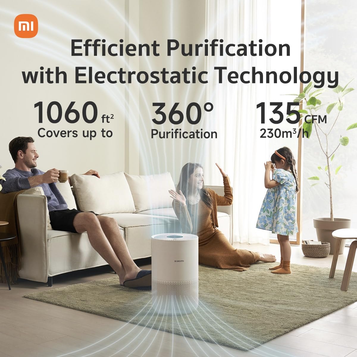 Xiaomi Mi Air Purifier 4 Compact, True HEPA H13 3-Stage Filter System Removes 99.97% of Pollutants as small as 0.3 microns, Smart Home Integration, Whisper Quiet, Just 0.9KW/day, OLED Touch Display