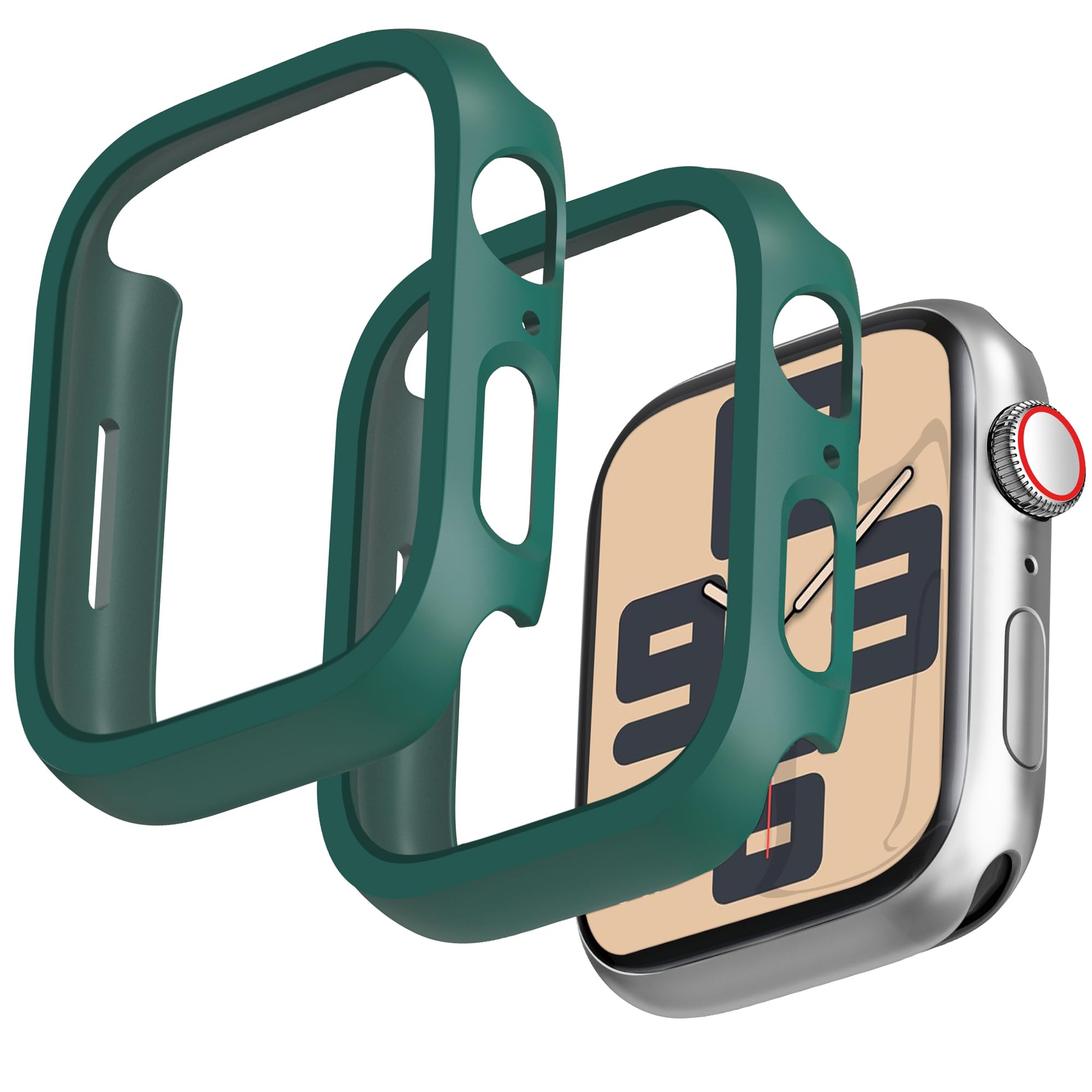 GEEDOOWIN 2 Pack [NO Screen Protector] Bumper Case for Apple Watch SE 3 (2025)/ SE2/ SE/Series 6/5/4 40mm, Slim Thin Shockproof Bumper Cover, Hard PC Protective Frame All-Around Edge, Green
