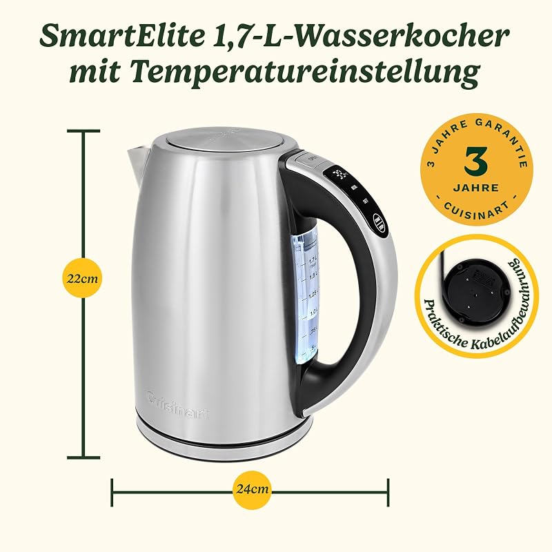 – Smart‑Elite‑Wasserkocher mit mehreren Temperatureinstellungen – Edelstahl CPK525E