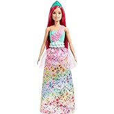 Barbie Dreamtopia Royal Fashion Doll with Dark-Pink Hair &amp; Sparkly Bodice Wearing Removable Skirt, Shoes &amp; Headband Accessory