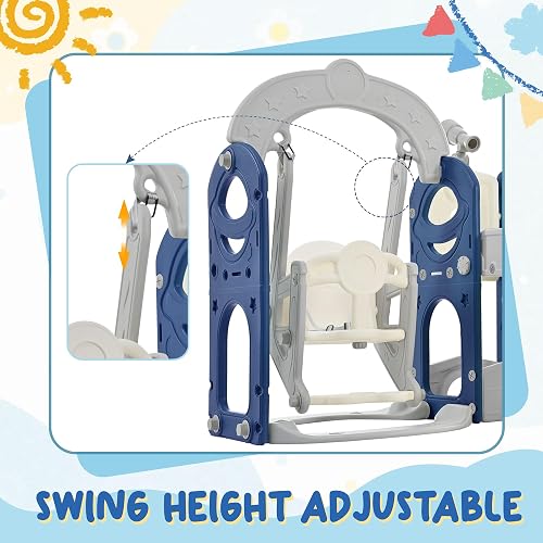 6-in-1 Toddler Slide & Swing Playset - Indoor Outdoor Climber With Basketball