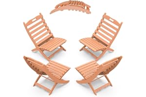 IVY&LANE Portable Xavier-Chairs Set of 4 | Folding-Adirondack-Chair | Wave | HDPE Plastic | Limited Edition | Apricot | All-Weather Resistant | for Outdoor Fire-Pit Patio Lawn Beach Poolside