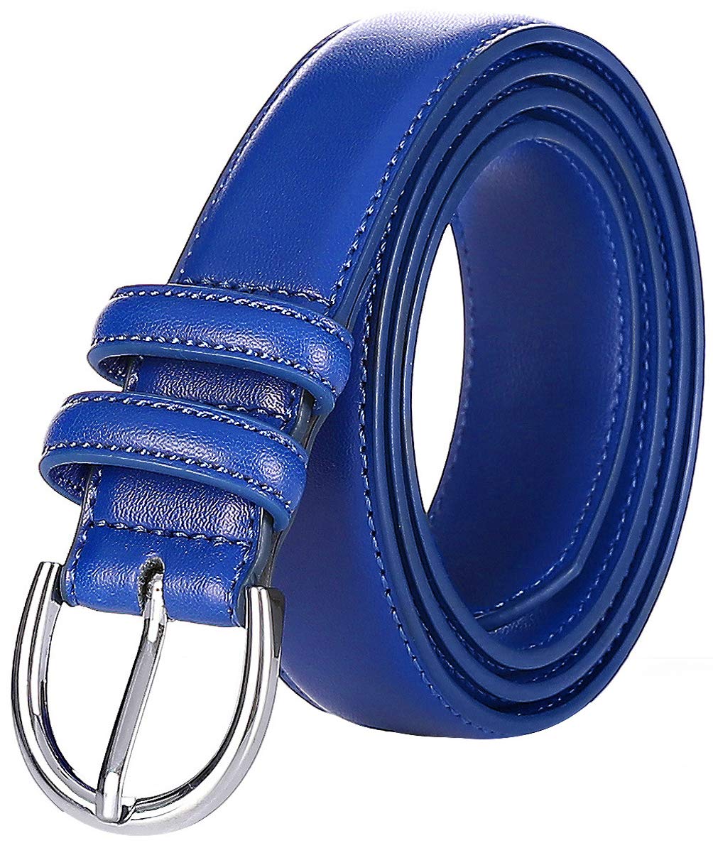 Photo 1 of Falari Women Genuine Leather Belt Fashion Dress Belt With Single Prong Buckle 6028-RoyalBlue-M